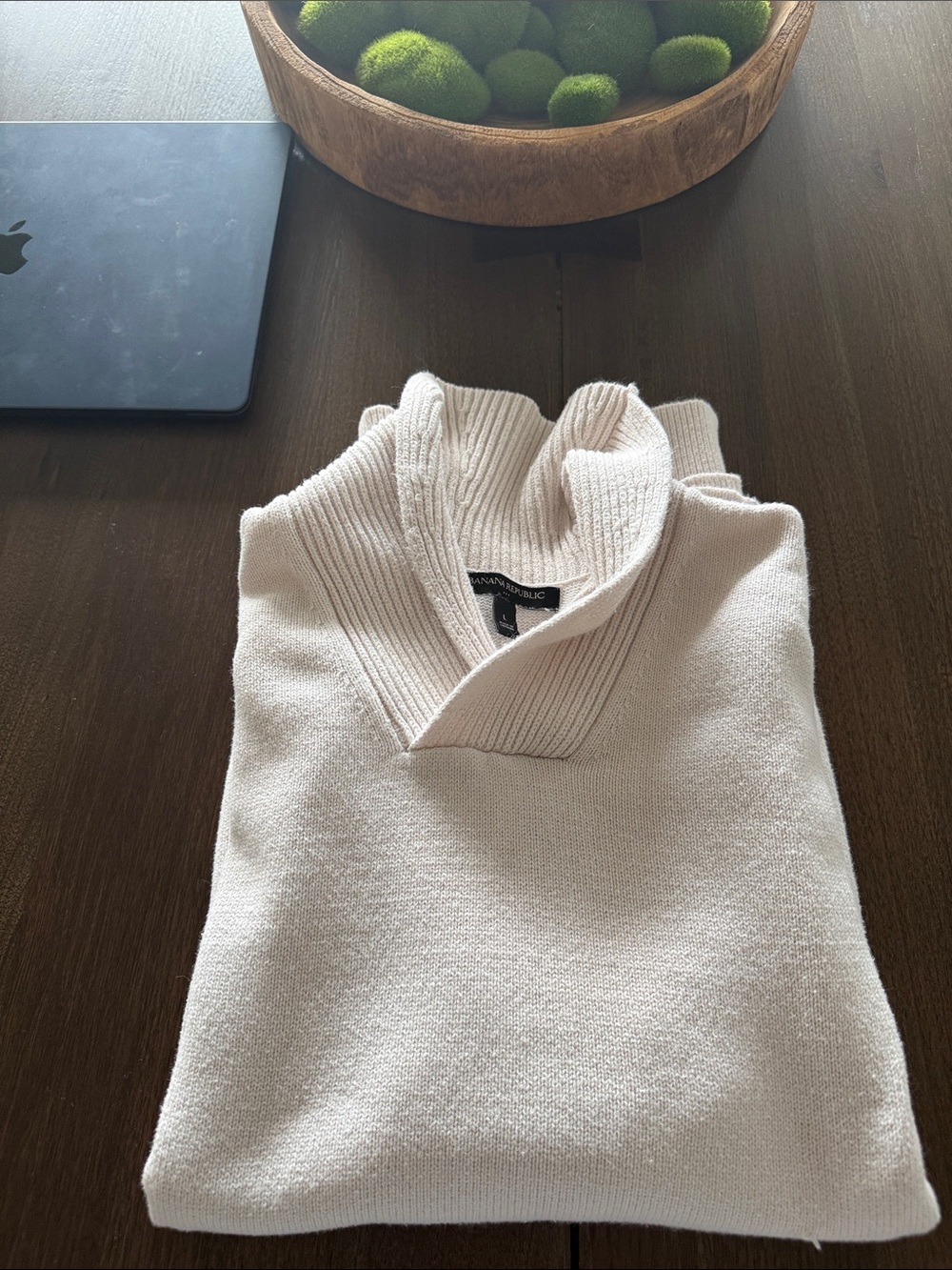 Banana Republic Light Cream Shawl-Collar Knit Sweater